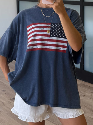 Freedom Flag Oversized Tee | Navy