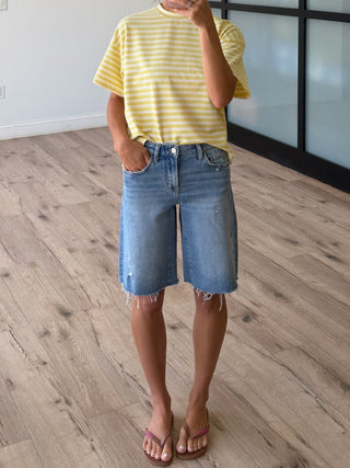 Miah Ribbed Knit Tee | Canary | RESTOCK