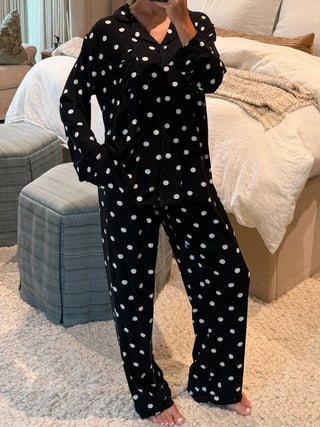 Polka Dot Women's Ribbed Pant Set | +Plus Available