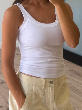 Scoop Essential Ribbed Tank | White | +Plus Available | RESTOCK