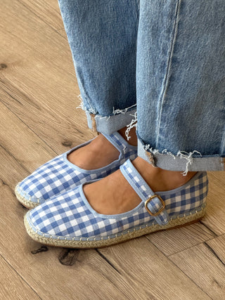 Gingham Mary Jane Espadrilles | Sky