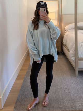 Kick Back Hi-Low Pullover | Powder Blue