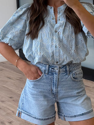 Copacabana Puff Sleeve Blouse | Blue Willow