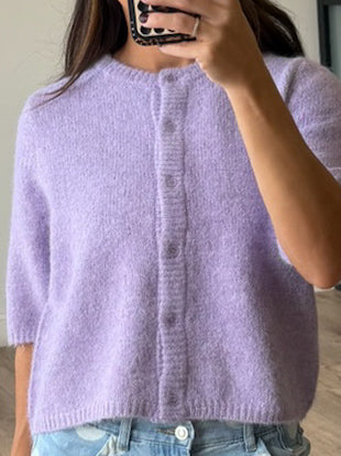 Lavender Haze Button-Front Sweater Top