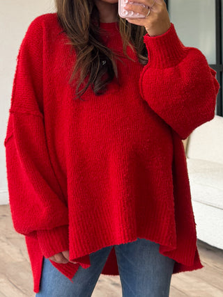 Lev Textured Sweater | Red | +Plus Available