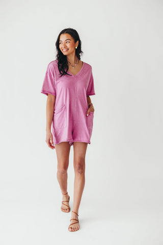 Mineral Wash Casual Romper | Orchid | +Plus Available