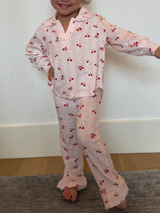 Kids Cherry Pointelle Ruffle Set | Tiny Talulah