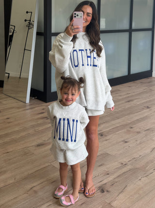 Kids "MINI" Mock Neck Shorts Set | Grey | Tiny Talulah