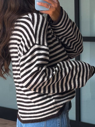 Henley Isla Stripe Sweater | Black Cherry