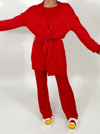 Downtime Ribbed Robe | Cherry | +Plus Available | FINAL SALE