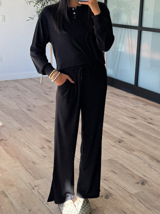At Your Leisure Cropped Henley | Black | RESTOCK