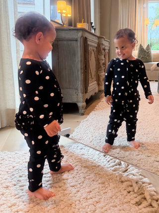 Polka Dot Ruffle Ribbed Zippy | Tiny Talulah