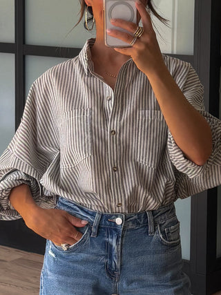 Ardyn Button-Down Top | Black Stripe