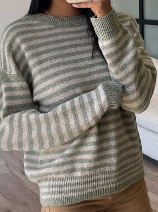 Upstate Stripe Sweater | Sage | +Plus Available