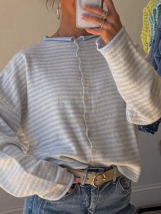 Isla Cardigan | Mini Striped Pale Blue | RESTOCK