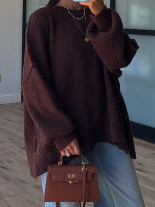 Lev Textured Sweater | Chocolate | +Plus Available