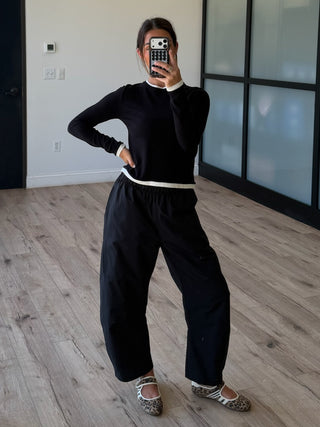 Think Twice Layered Knit Top | Black