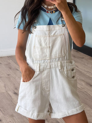 Freebird Denim Shortalls | White