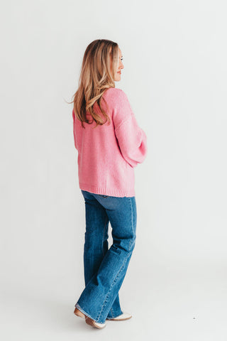 Flower Embroidered Knit Cardigan | Pink