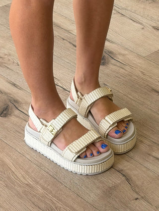 Raffia Slingback Platform Sandals