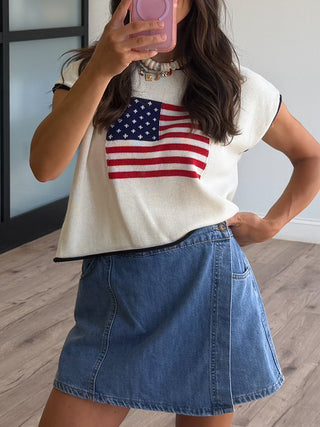 Nikki Denim Wrap Skort | +Plus Available