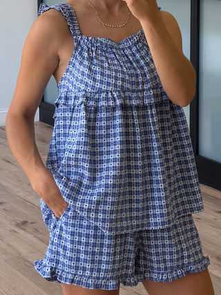 Blueberry Hearts Ruffle Trim Shorts