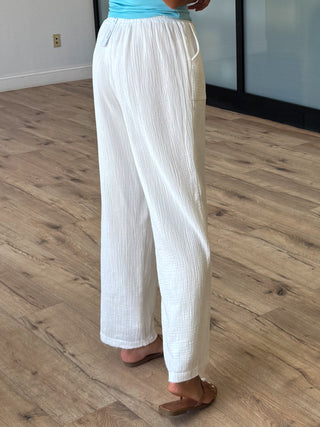 Daybreak Cotton Gauze Pants | White