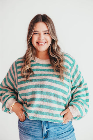 Juniper Stripe Knit Sweater | Jade | +Plus Available