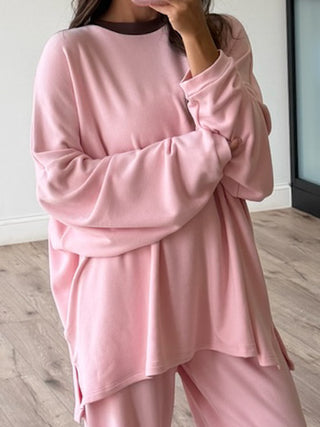 Just Chillin' Contrast Knit Pullover | Blush Roast