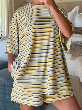 Jovi Waffle Knit Tee + Shorts Set | Canary Mist | +Plus Available