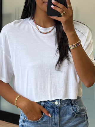 Replay Cropped Tee | White