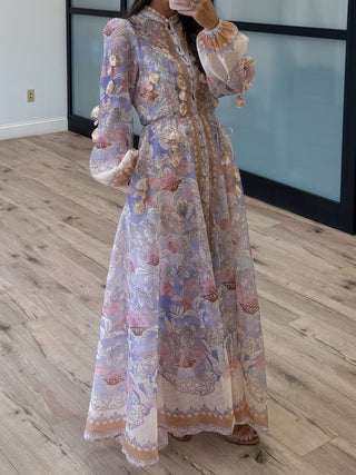 Lavender Mirage Floral Maxi Dress