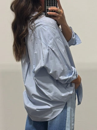 Faye Poplin Button-Down Shirt | Sky