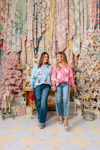 Glitzy Santa Pullover | Bubblegum