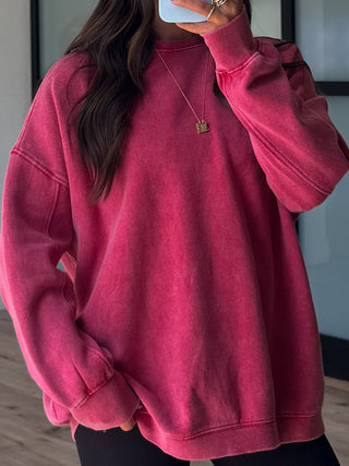 Oak Park Mineral Wash Pullover | Red