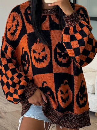 Oversized Checkered Pumpkin Sweater | FINAL SALE