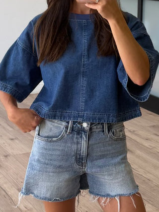 Full Fade Denim Top
