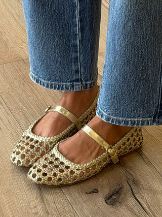 Montez Woven Mary Jane Flats | Gold