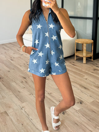 All American Denim Romper | Light Wash | FINAL SALE