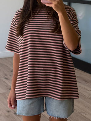 Cozy Era Oversized Knit Tee | Chocolate Blush