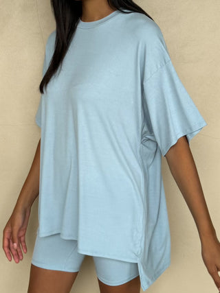Novi Ribbed Tee + Shorts Set | Sky Blue | +Plus Available