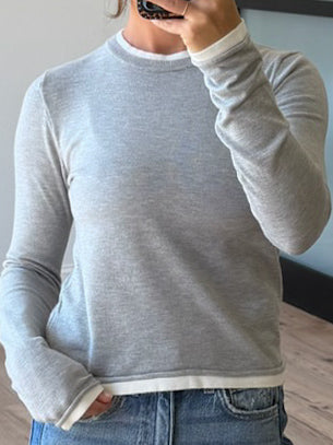 Think Twice Layered Knit Top | Grey