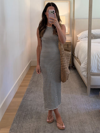 Panama Ribbed Tank Dress | Black