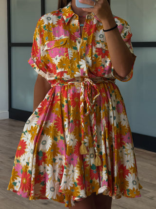 Dandelion Belted Dress | Orange/Mustard