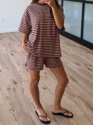 Cozy Era Oversized Knit Tee | Chocolate Blush