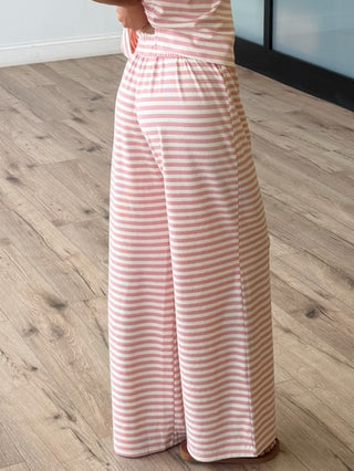 Miah Ribbed Knit Wide Leg Pants | Ballet Pink