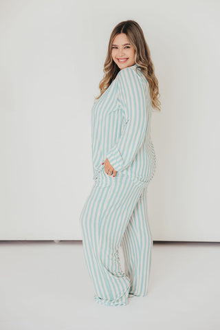 Candy Stripe Pajama Set | Blue | +Plus Available