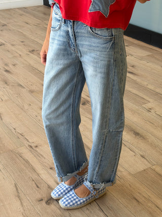 Sud Raw Hem Barrel Jeans
