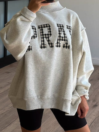 "PRAY" Mock Neck Sweatshirt | Gingham