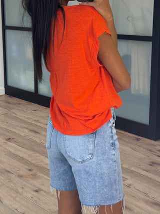 Relaxed Cotton Pocket Tee | Blood Orange